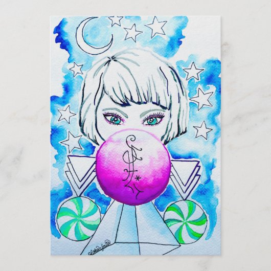 Winter Season Sorceress Watercolor 招待状 (正面)