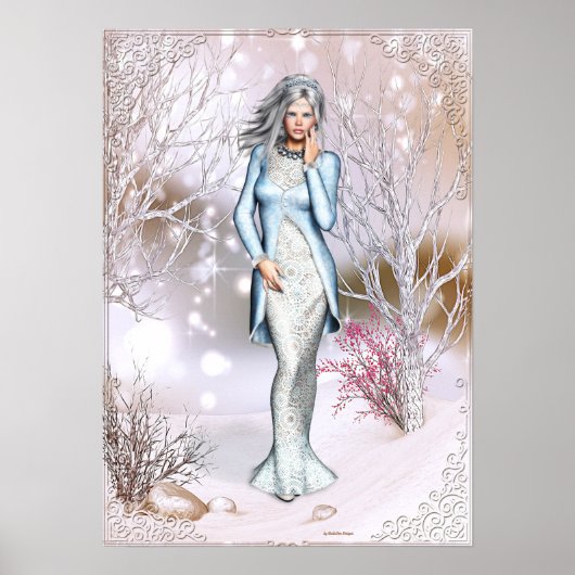 Winter Season Woman Fantasy Artwork ポスター (正面)