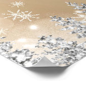 Winter silver snow pine gold welcome baby shower ポスター (角)