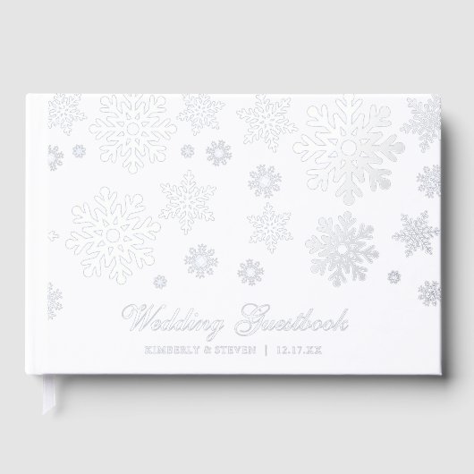 Winter Silver Snowflakes Wedding ゲストブック (正面)