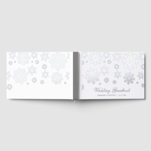 Winter Silver Snowflakes Wedding ゲストブック (全面)