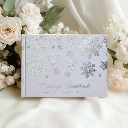 Winter Silver Snowflakes Wedding ゲストブック