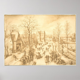 Winter Skaters - Hans Bol Fine Art Poster ポスター