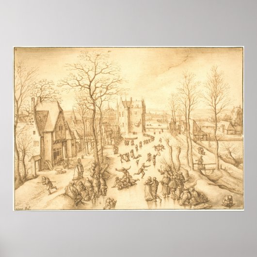 Winter Skaters - Hans Bol Fine Art Poster ポスター (正面)