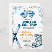 Winter ski party theme invitation 招待状 (正面/裏面)