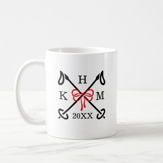 Winter Ski Slopes Monogram Mug コーヒーマグカップ (左)