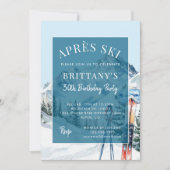 Winter Skiing Watercolor Apres Ski Birthday Party 招待状 (正面)
