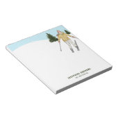 Winter Skiing Woman Watercolor Ski Instructor ノートパッド (アングル)