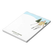 Winter Skiing Woman Watercolor Ski Instructor ノートパッド (回転)