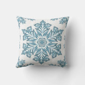 Winter Sky Blue Snowflake Pillow Cushion クッション (裏面)