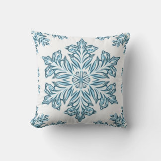 Winter Sky Blue Snowflake Pillow Cushion クッション