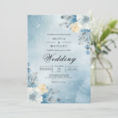 Winter Sky Floral Flourish Wedding 招待状 (スタンド正面)