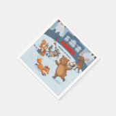 Winter Slapstick Ice Skating Birthday Invitation スタンダードカクテルナプキン (角)