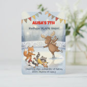 Winter Slapstick Ice Skating Birthday Invitation 招待状 (スタンド正面)