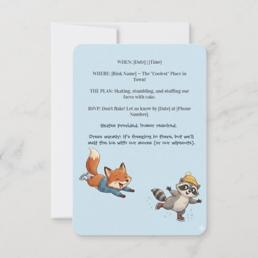 Winter Slapstick Ice Skating Birthday Invitation 招待状 (裏面)