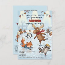 Winter Slapstick Ice Skating Birthday Invitation