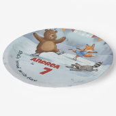 Winter Slapstick Ice Skating Birthday paperplate P ペーパープレート (アングル)