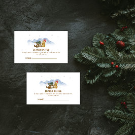 Winter Sleigh Bear Diaper Raffle Baby Shower エンクロージャーカード