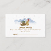 Winter Sleigh Bear Diaper Raffle Baby Shower エンクロージャーカード (正面)