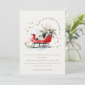 Winter Sleigh Its Cold Outside Neutral Baby Shower サンキューカード (スタンド正面)
