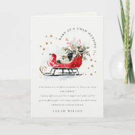 Winter Sleigh Its Cold Outside Neutral Baby Shower サンキューカード