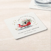Winter Sleigh Its Cold Outside Neutral Baby Shower スクエアペーパーコースター (アングル)