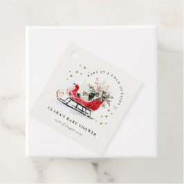 Winter Sleigh Its Cold Outside Neutral Baby Shower フェイバータグ