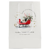Winter Sleigh Its Cold Outside Neutral Baby Shower ミディアムペーパーバッグ (裏面)