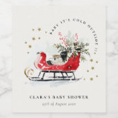 Winter Sleigh Its Cold Outside Neutral Baby Shower ワインラベル (シングルラベル)