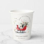 Winter Sleigh Its Cold Outside Neutral Baby Shower 紙コップ (正面)
