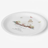 Winter Sleigh Polar Bear Baby Shower Welcome  ペーパープレート (アングル)