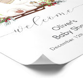 Winter Sleigh Polar Bear Baby Shower Welcome ポスター (角)