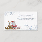 Winter Sleigh Santa Diaper Raffle Baby Shower エンクロージャーカード (正面)