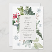 Winter Snow and Evergreen Wedding  招待状 (正面)