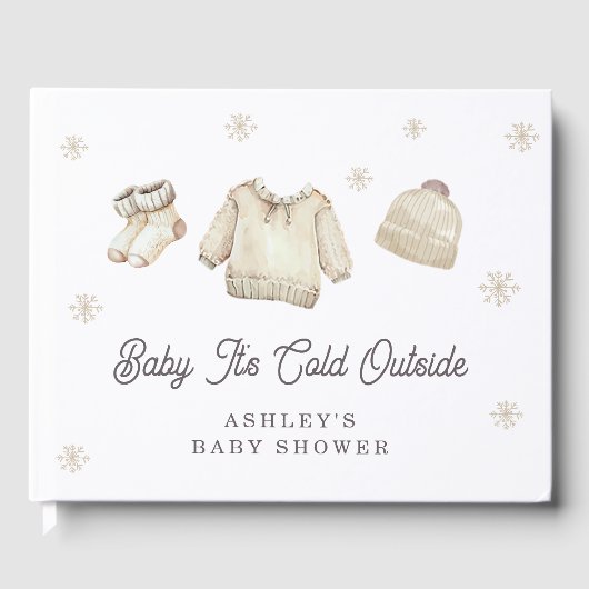 Winter Snow Baby It's Cold Outside Baby Shower ゲストブック (正面)