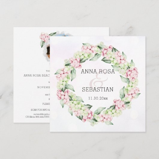 *~* Winter Snow Berry AR12 Boho QR RSVP 結婚's 招待状 (正面/裏面)