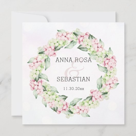 *~* Winter Snow Berry AR12 Boho QR RSVP 結婚's 招待状 (正面)