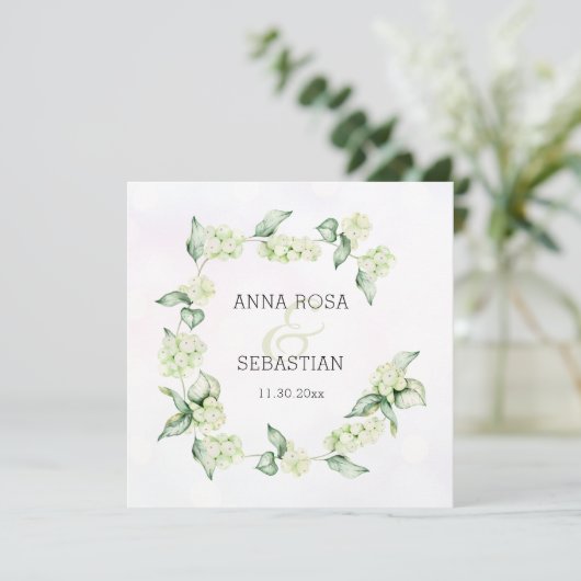 *~* Winter Snow Berry AR12 Boho RSVP QR 結婚's 招待状 (スタンド正面)