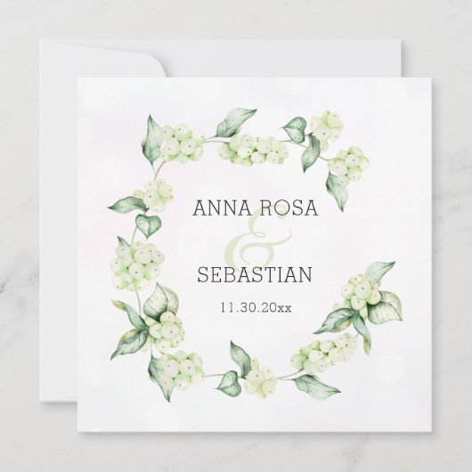 *~* Winter Snow Berry AR12 Boho RSVP QR 結婚's 招待状 (正面)