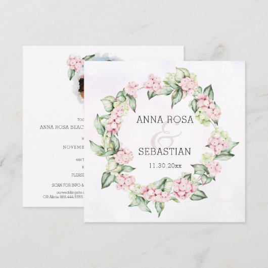 *~* Winter Snow Berry AR12 QR RSVP Boho 結婚's 招待状 (正面/裏面)