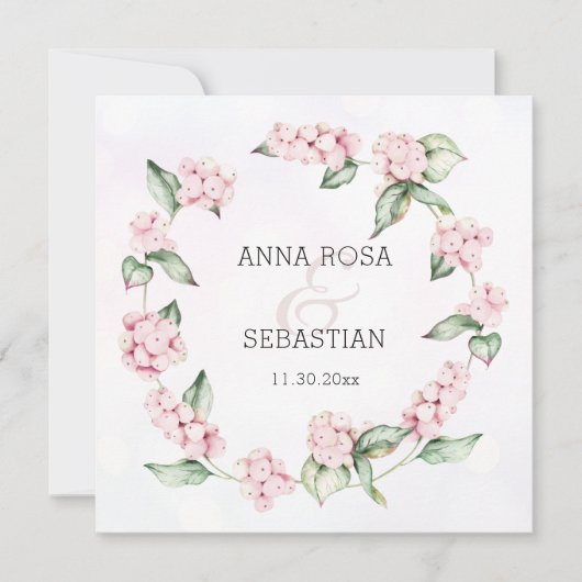 *~* Winter Snow Berry Boho QR RSVP AR12結婚's 招待状 (正面)