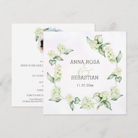 *~* Winter Snow Berry Boho RSVP QR AR12 結婚's 招待状 (正面/裏面)