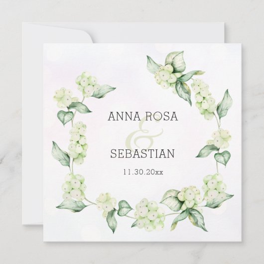 *~* Winter Snow Berry Boho RSVP QR AR12 結婚's 招待状 (正面)