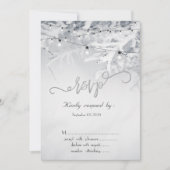Winter Snow Branches Wedding RSVP   招待状 (正面)