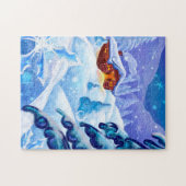 Winter Snow Cabin Landscape Art Jigsaw Puzzle ジグソーパズル (横)