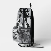 Winter Snow Camo Backpack – Black & White Frosted プリントバックパック (右)