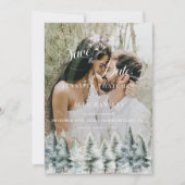 Winter Snow Christmas Wedding Save the Date Invita 招待状 (正面)