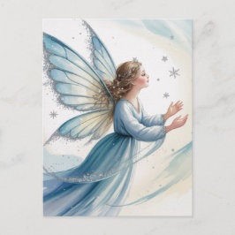 Winter Snow Fairy Watercolor Art  ポストカード