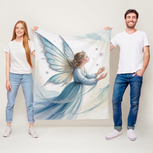 Winter Snow Fairy Watercolor Art Christmas  フリースブランケット (インサイチュ)