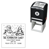 Winter Snow Falling Snowman Name Return Address  セルフインキングスタンプ (インサイチュ)